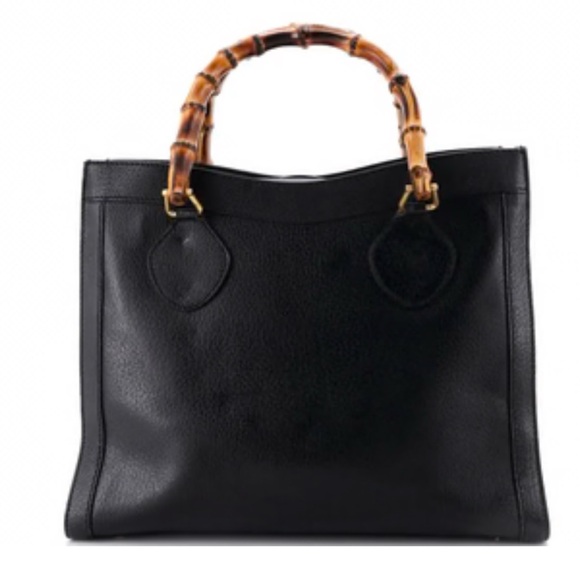 Gucci Diana- Black Leather Tote with Bamboo Top Handles with COA - Picture 3 of 6